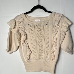 LC Lauren Conrad Cream Knit Sweater Small EUC
